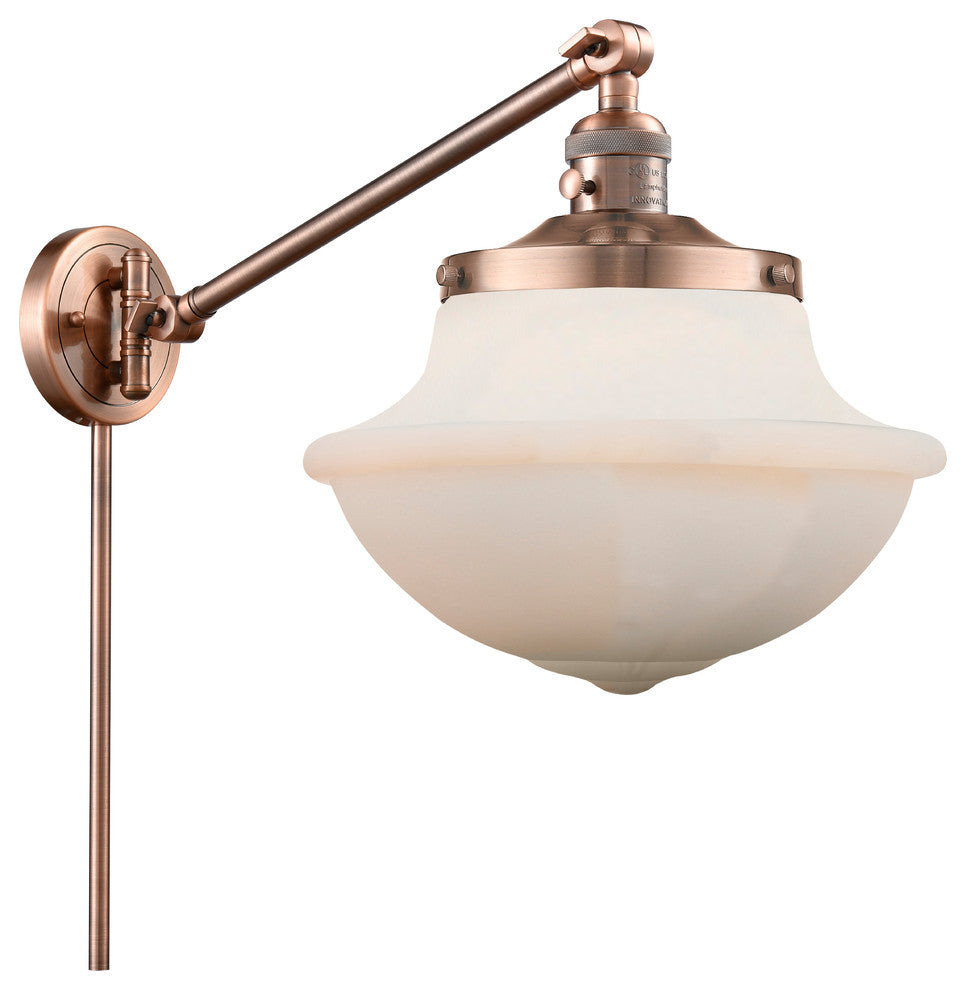 Large Oxford 1-Light Swing Arm, Antique Copper, Matte White