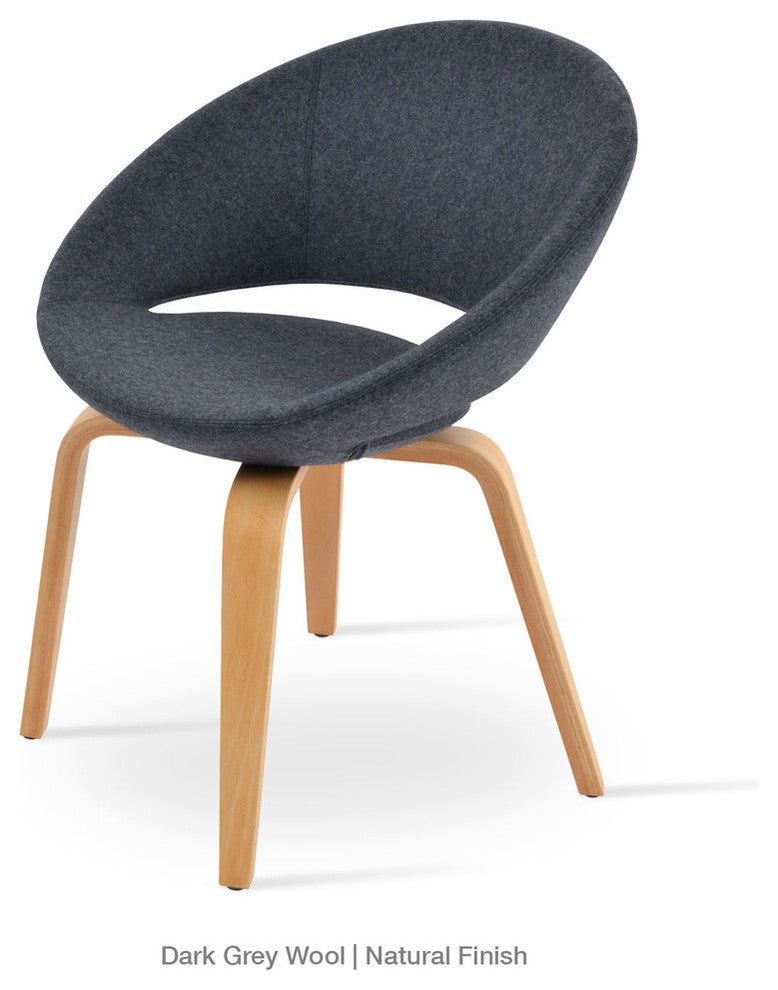 Crescent Plywood Dining Chair, Walnut Finish Base, Sky Blue Ppm