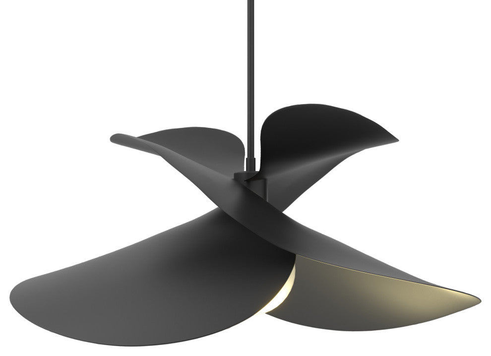 Hibiscus Large Pendant, Black Finish, Standard Overall Height