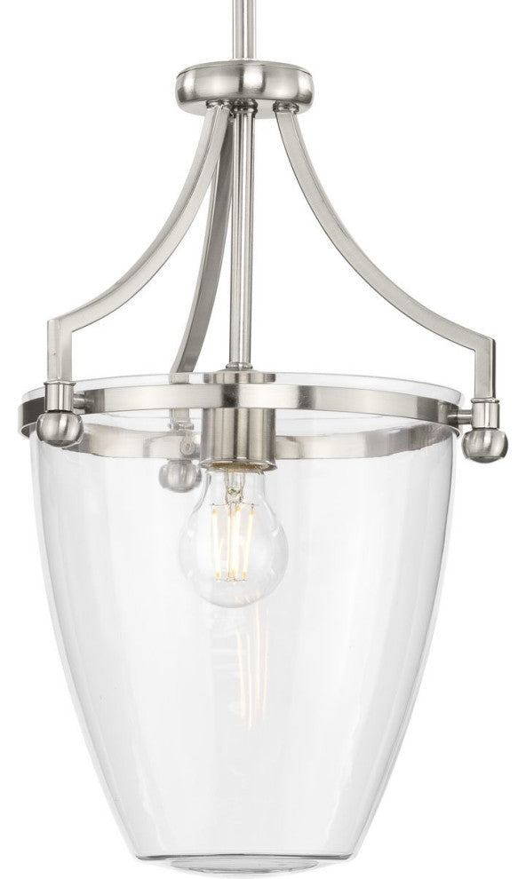 Parkhurst Collection One-Light Brushed Nickel Clear Glass Mini-Pendant Light