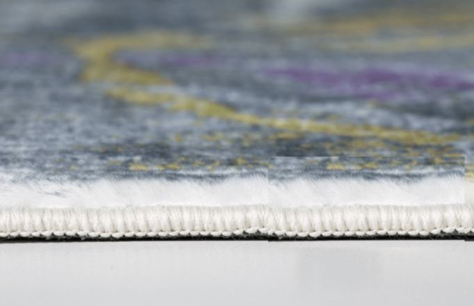 2"x7" Gray Gold Abstract Rings Runner Rug