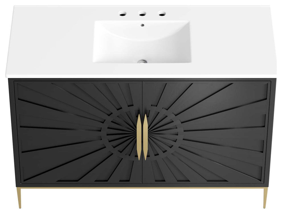 Awaken 48" Bathroom Vanity, White Black