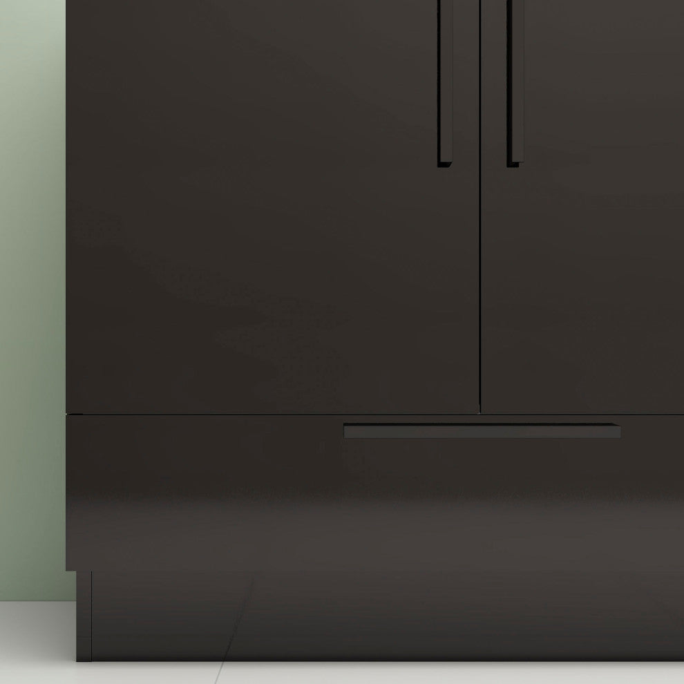 Carla 60" Freestanding Bathroom Vanity With Single Sink, Gloss Black