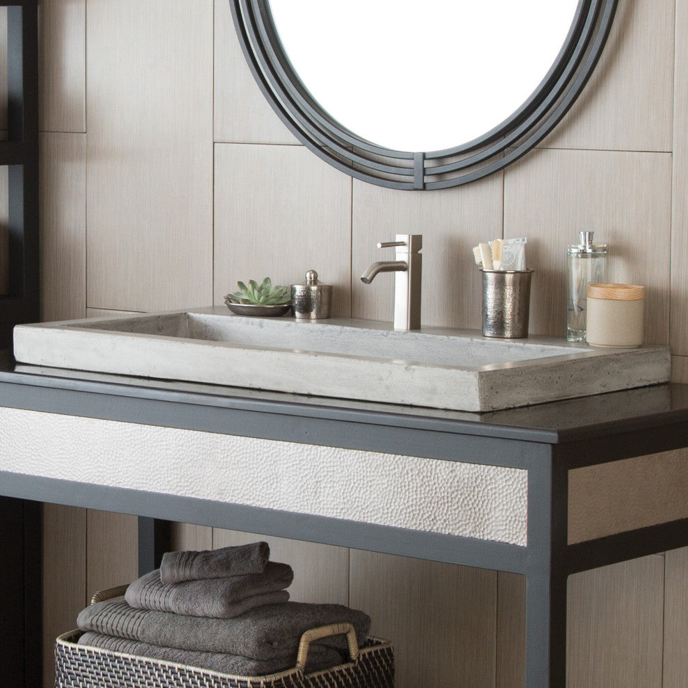 Trough 3619 Bathroom Sink, Ash, No Faucet Holes