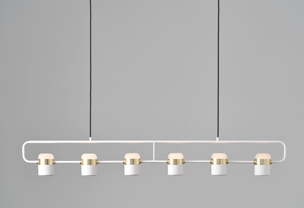 Ling Pendant, White/ Brass