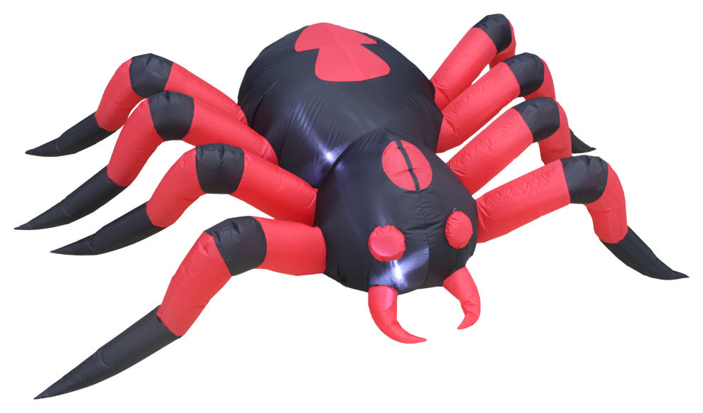 8' Long Inflatable Black Red Spider
