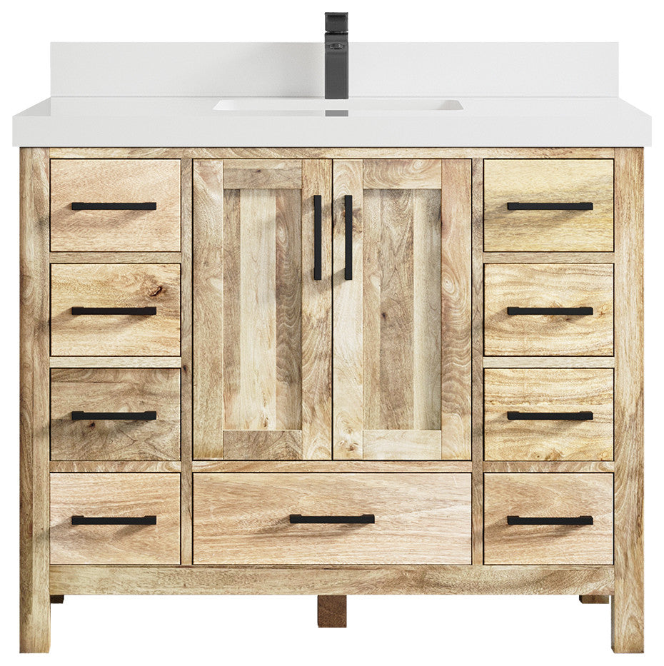 Malibu Mango 42 Single Sink Bath Vanity in White Washed 2" White Quartz