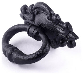 Black Cast Iron Cabinet Drawer Ring Pull Handle 3 1/8" Small Pull with Hardware