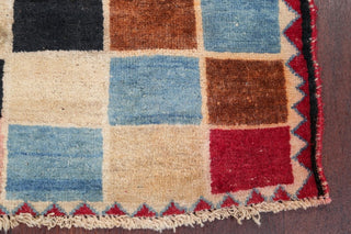 Consigned, Plaid Persian Design Hand-Knotted Vintage Oriental Rug, 4'7"X3'2"