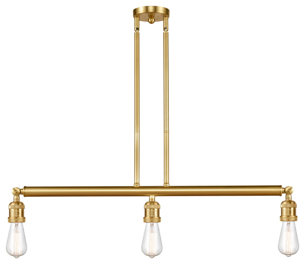 Innovations 213-SG Bare Bulb 3 Light Island Light, Satin Gold