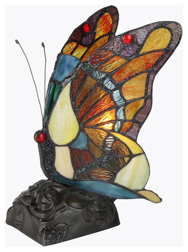 JACY 2 Tiffany-style 1 Light Butterfly Accent Table Lamp 9.5inches Tall