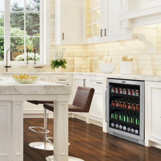 24" Built-In 140 Can Undercounter Stainless Steel Beverage Refrigerator