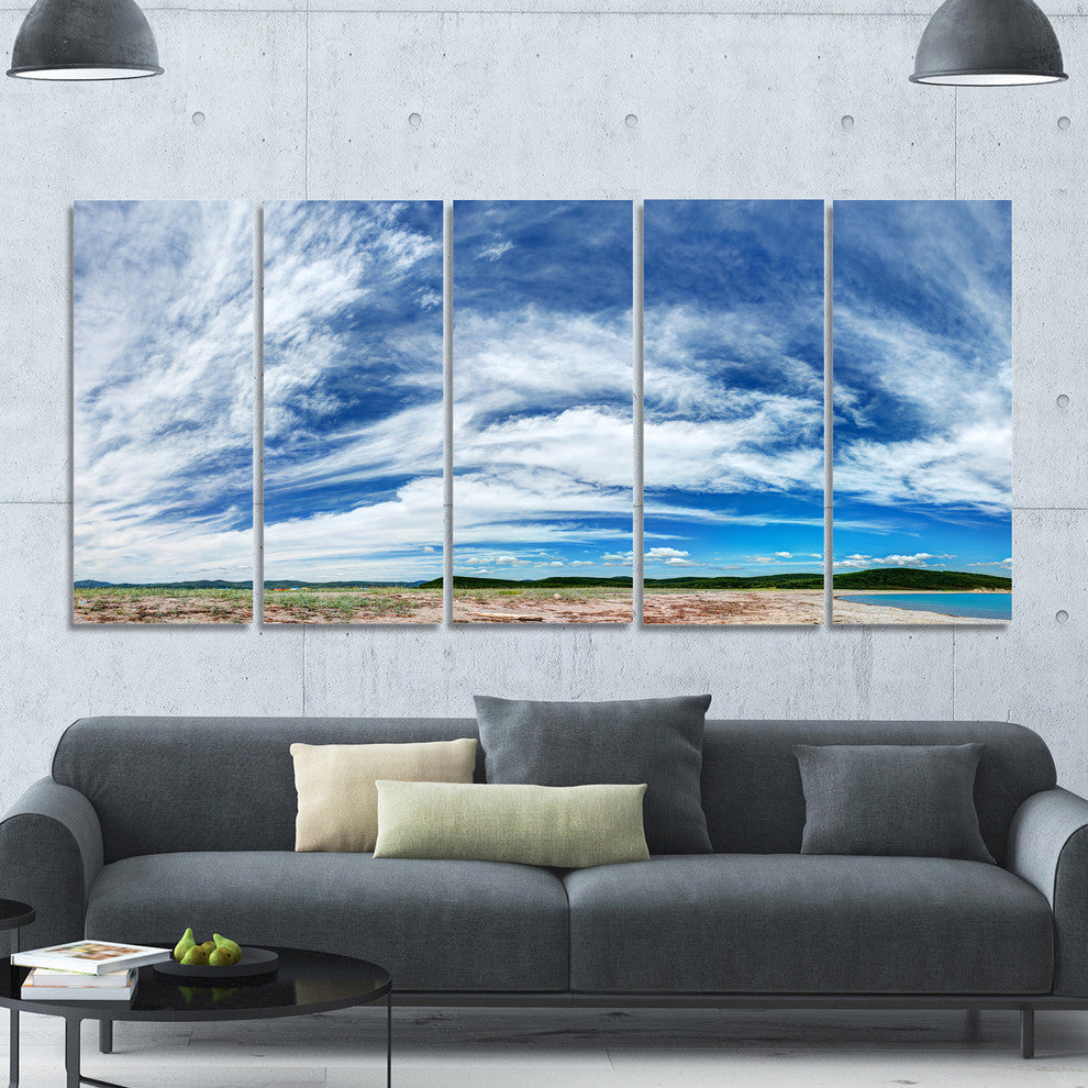 Awesome Pacific Ocean, Landscape Canvas Art Print, 60"x28", 5 Panels