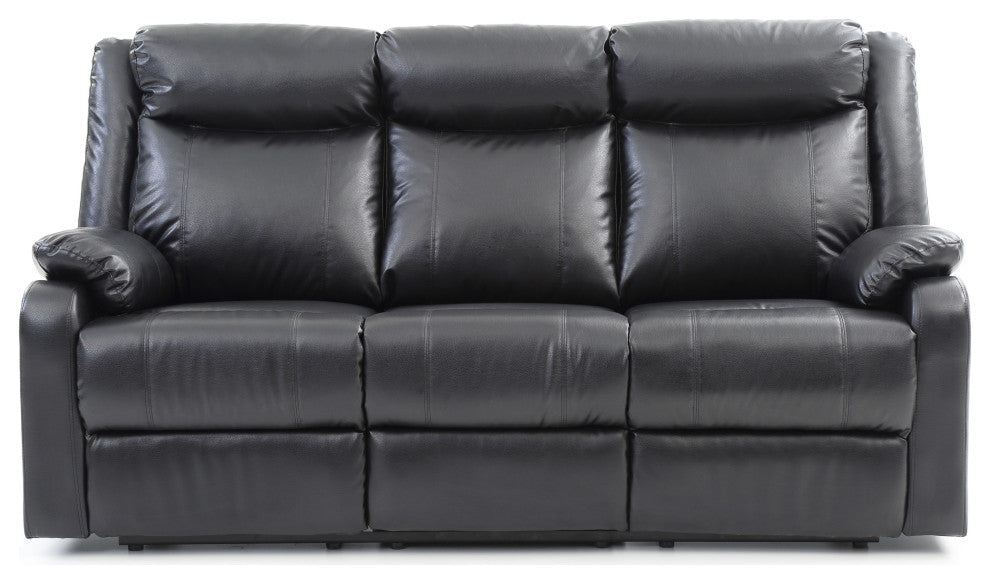 Wendover Faux Leather Double Reclining Sofa, Black