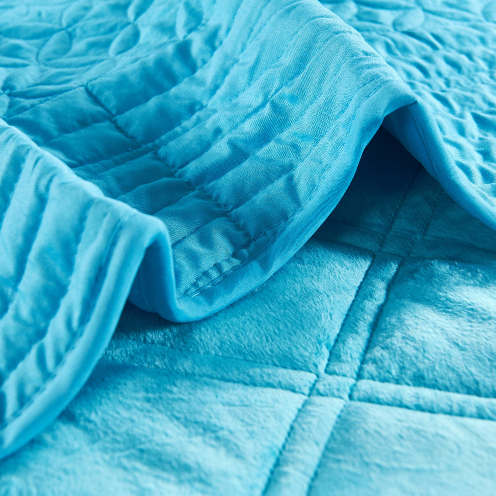 Supersoft Microplush Quilted 4-Piece Bed Spread Set, Scuba Blue, King