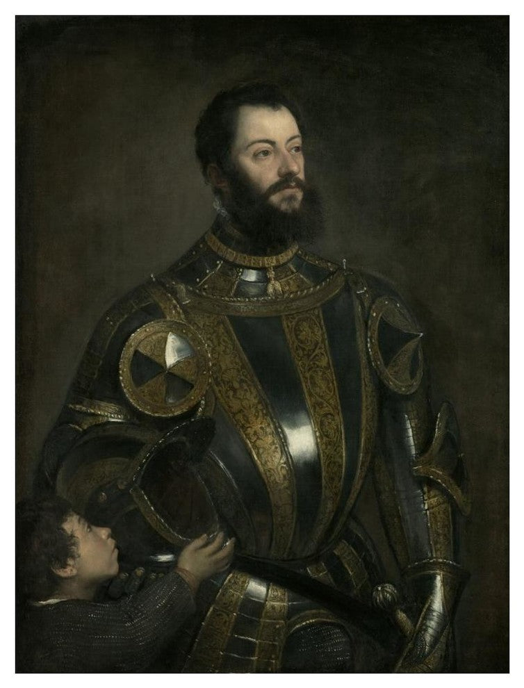 "Portrait of Alfonso d'Avalos, Marchese del Vasto, in Armor" Paper Art, 38"x50"
