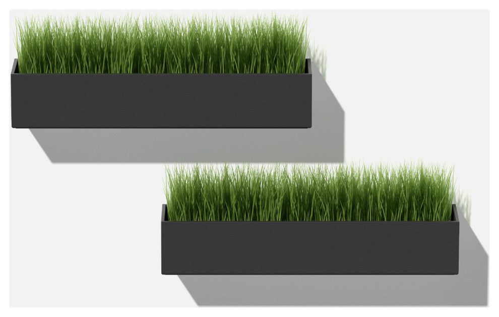 Veadek Geo Series Hanging Planter, Black, 16", 2 Pack