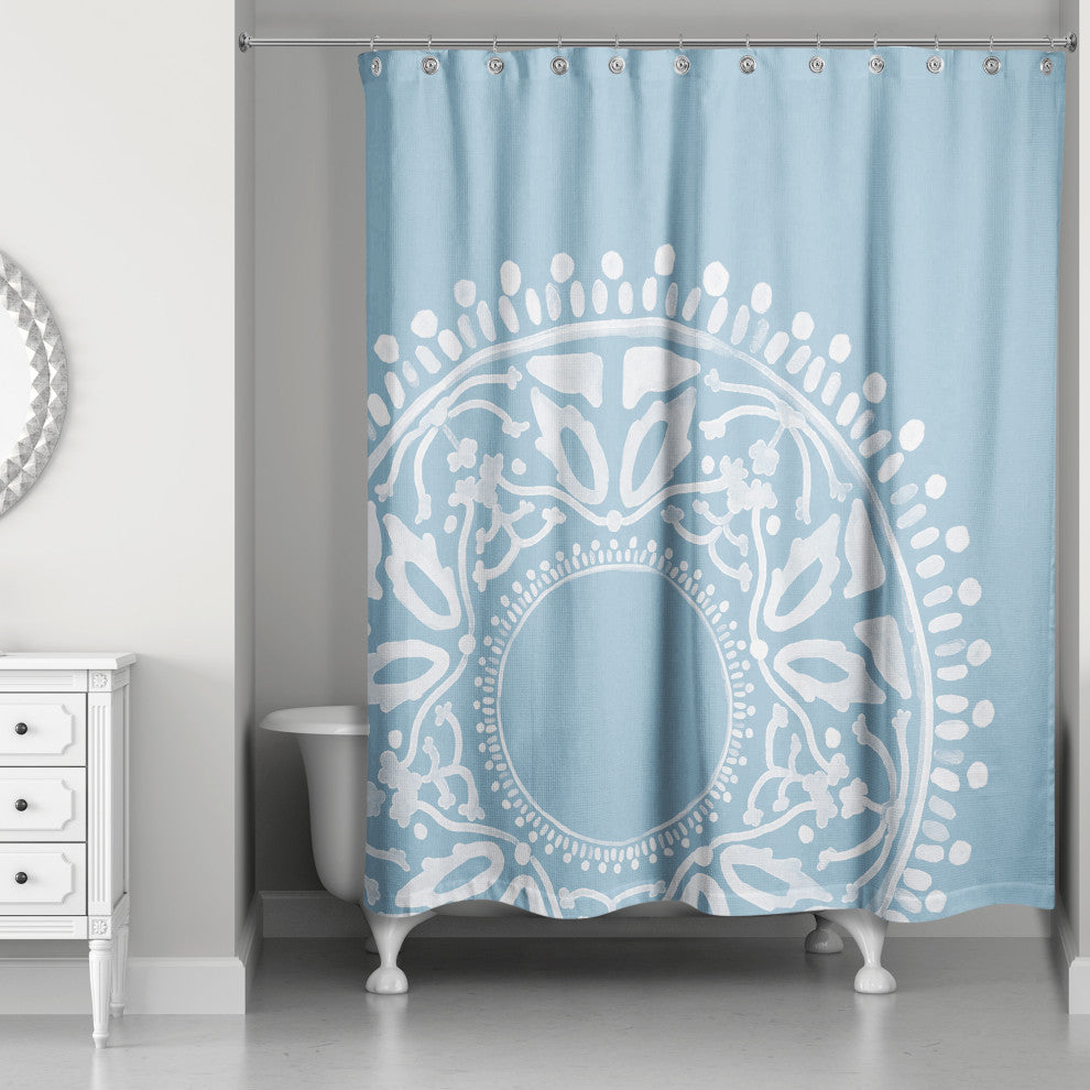 Blue Boho Circle 71x74 Shower Curtain