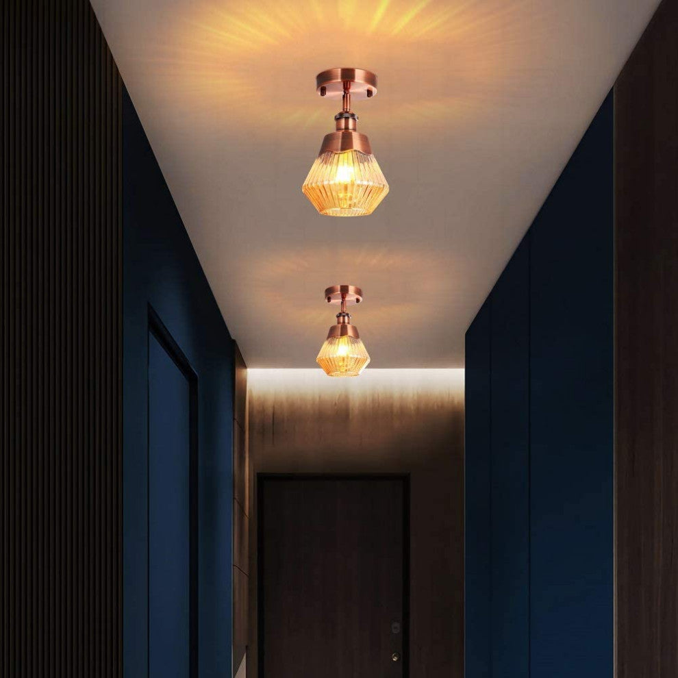 Industrial Semi Flush Mount Ceiling Light Fixture, Antique Ceiling Lamp