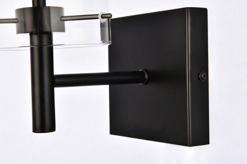 Seren 1-Light Wall Sconce, Black/Clear