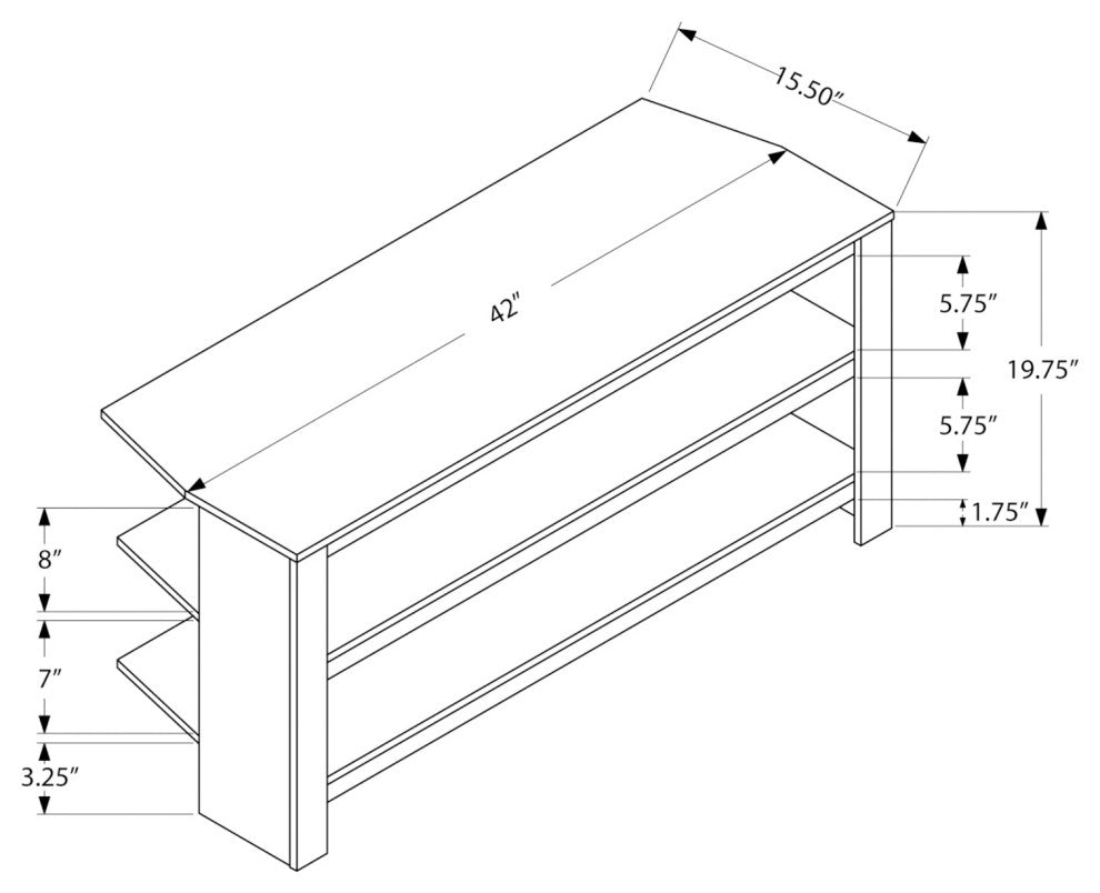 Tv Stand, 42 Inch, Storage Shelves, Laminate, Black, Grey