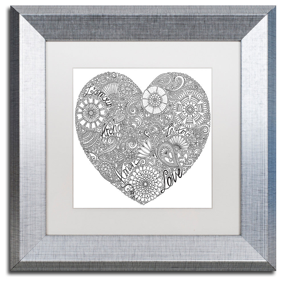 Hello Angel ''Love Heart'' Art, Silver Frame, White Mat, 11x11