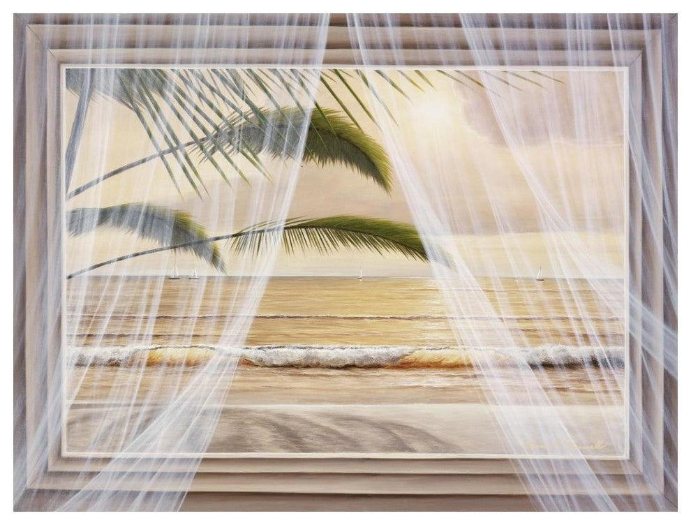 "Framed Surf & Palm View" Digital Paper Print by Diane Romanello, 50"x38"
