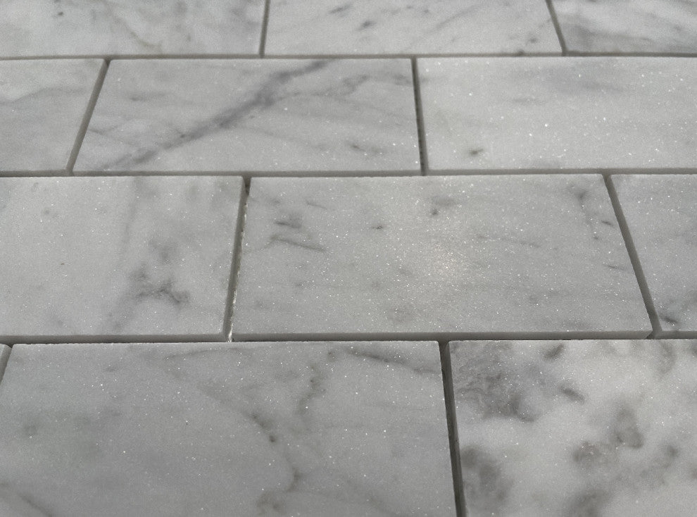 Carrara Marble 2x4 Subway Brick Mosaic Tile Honed Venato Carrera, 1 sheet