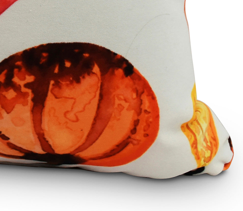 18" Gourds Galore Cream Fall Print Decorative Throw Pillow