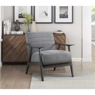 Pemberly Row Contemporary Upholstered Wood & Velvet Accent Chair in Gray