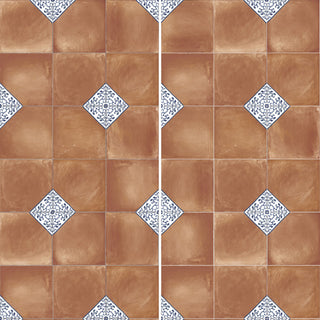 Sentier des Ocres Deco Blue Porcelain Floor and Wall Tile, Deco