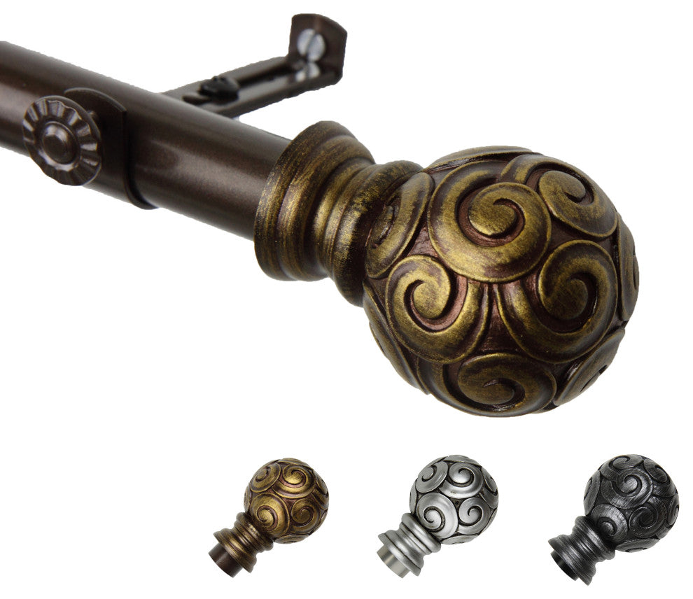 Allana 13/16" Diameter Curtain Rod, Cocoa, 18-28"