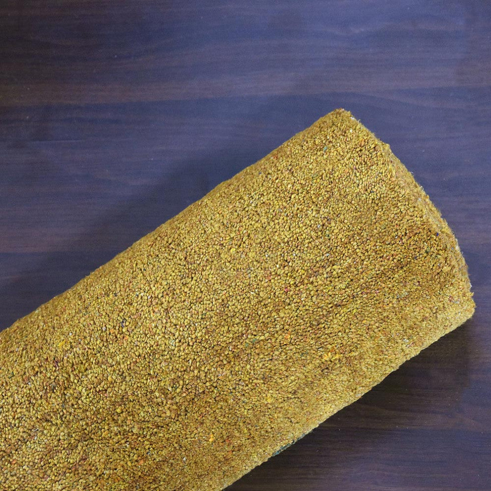 Hand Knotted Loom Silk Mix Area Rug Contemporary Gold