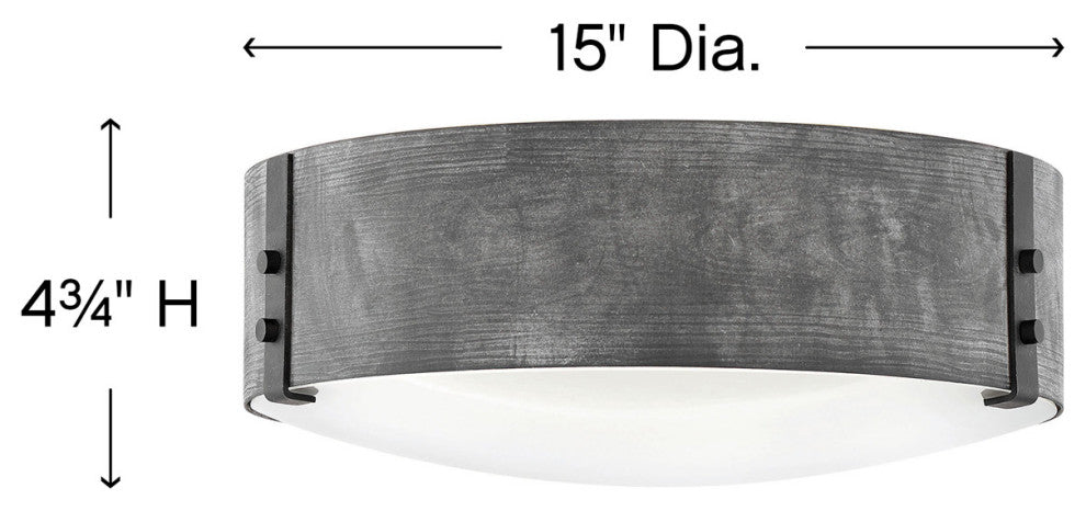 Hinkley Sawyer Medium Flush Mount, Aged Zinc