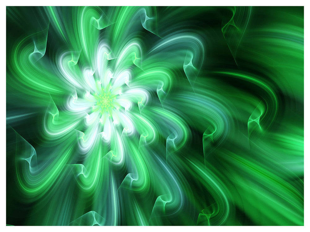 Large Green Exotic Flower Petals, Floral Canvas Art Print, 40"x30"