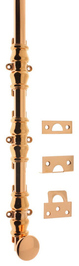Genuine Solid Brass 24" Ornamental Bolt, Bright Copper