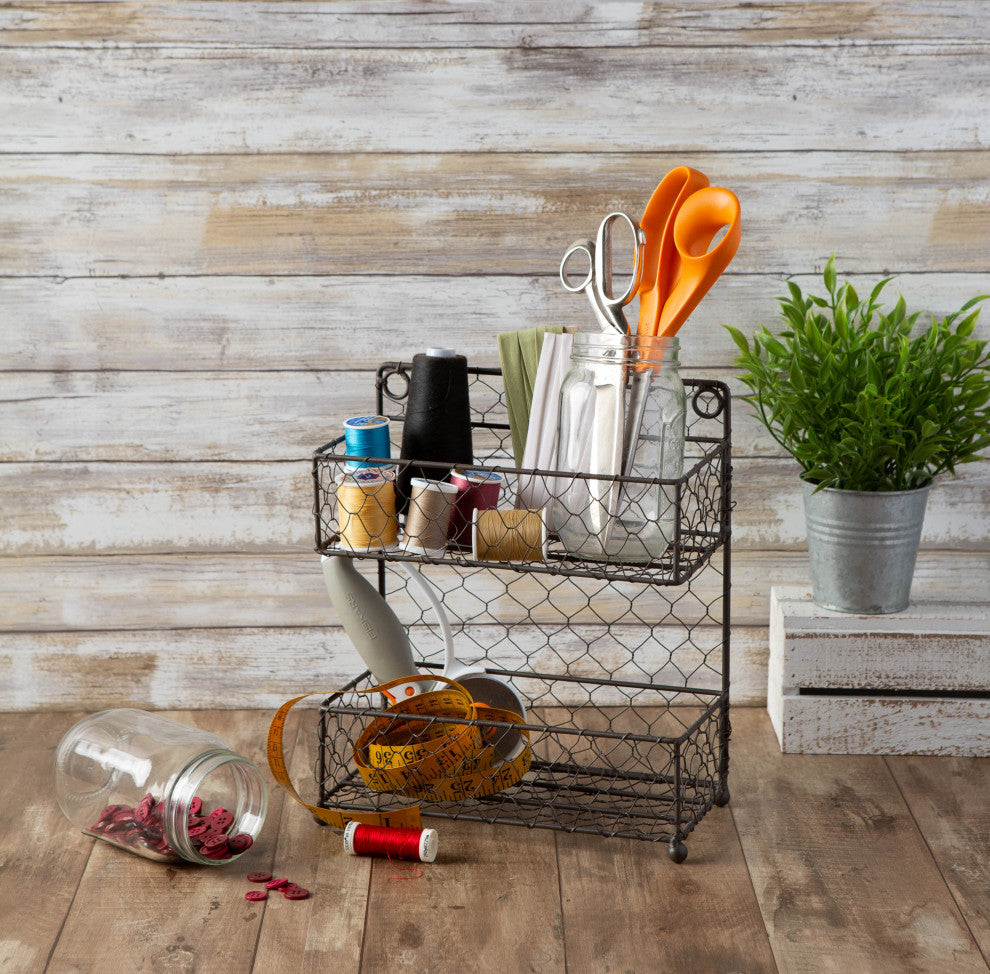 Double Wide 2 Row Chicken Wire Spice Rack