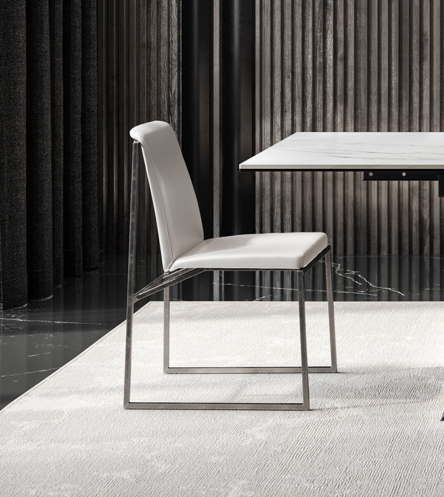 Posh Dining Chair - White/Stainless Steel