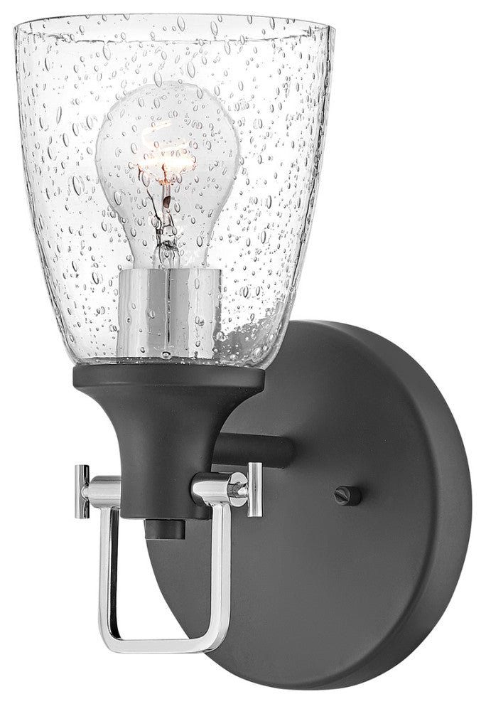 Hinkley Easton 6" Single Light Bath Vanity Fixture, Black + Chrome