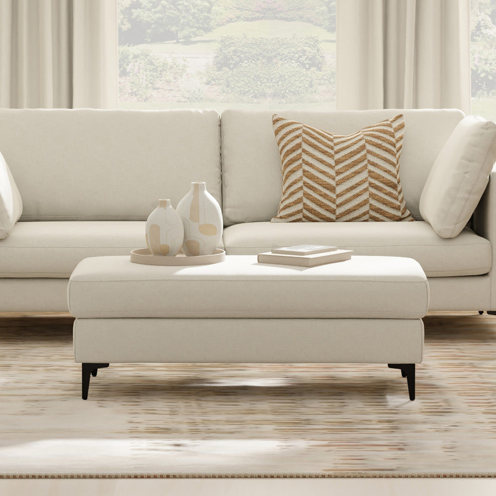 Ava Large Rectangular Ottoman in Tightly Woven Performance Fabric , Assembled