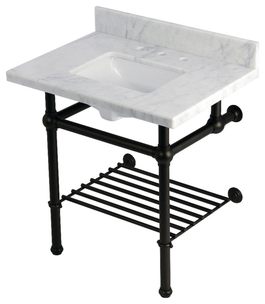 KVPB3030MBSQB5 30" Console Sink with Brass Legs (8", 3 Hole)