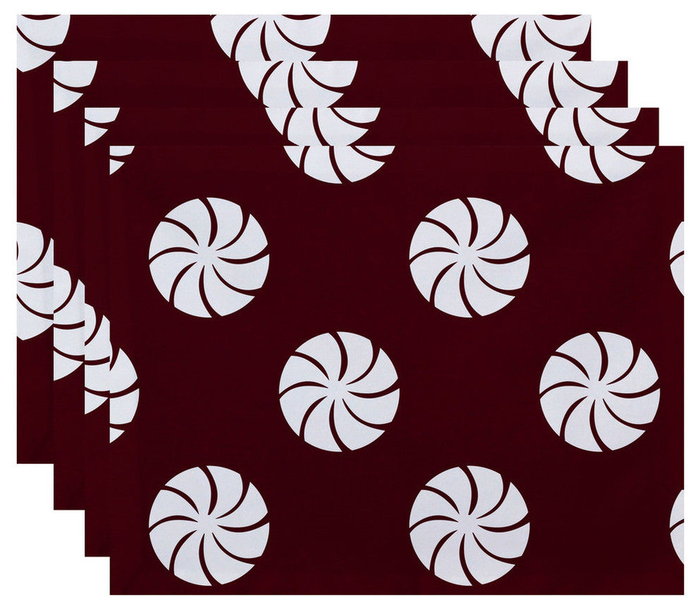 Whirl Of The Season, Holiday Print Placement, Cranberry And Burgundy, Set of 4