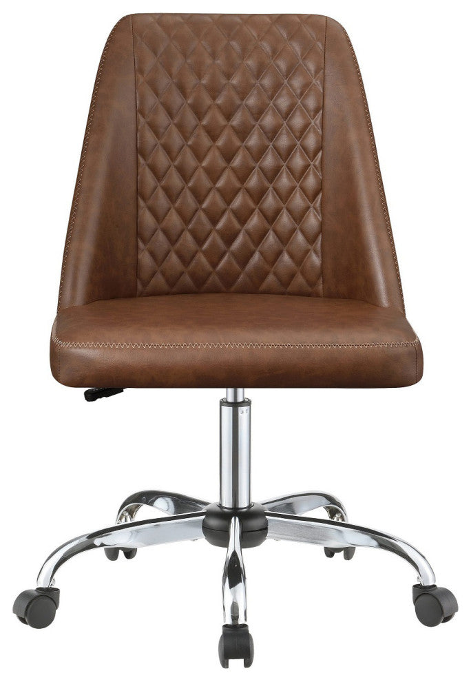 Upholstered Diamond Tufted Back Office Chair, Brown