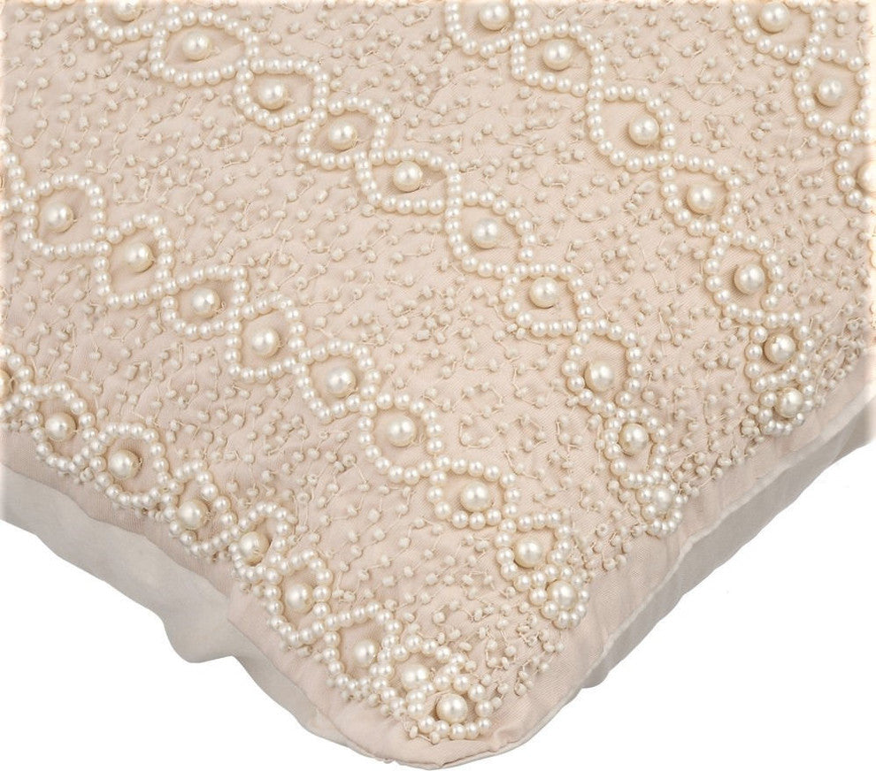 Ivory Decorative Pillow Covers 14"x14" Silk, Pearl Ivy