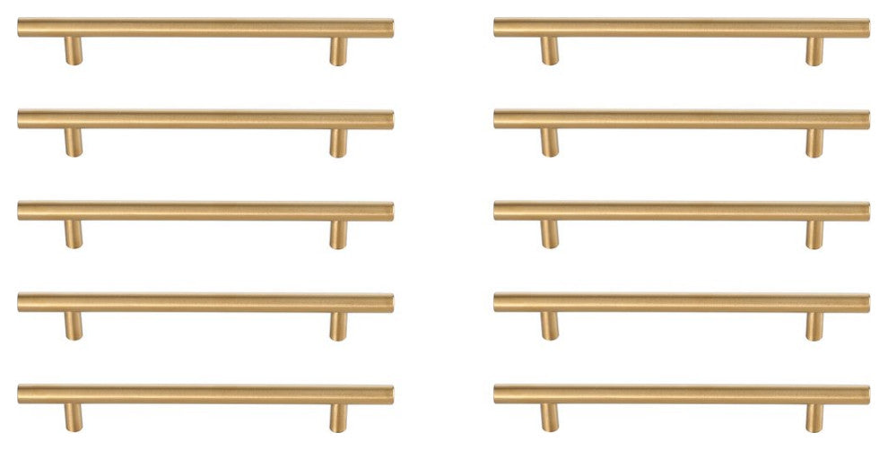 PL400-6-BR-10PK Quinn 6-5/16" Center to Center Brass Bar Pull, Set of 10