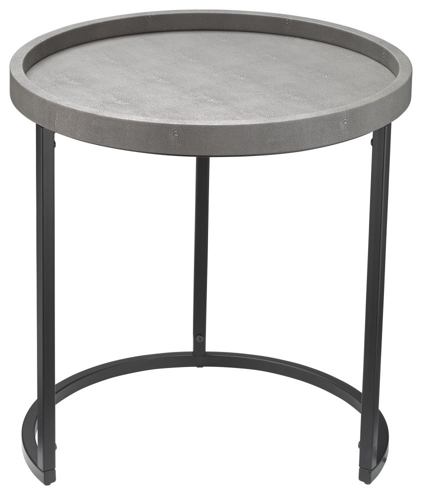 Maddox Faux Shagreen Nesting Tables, Set of 3, Grey