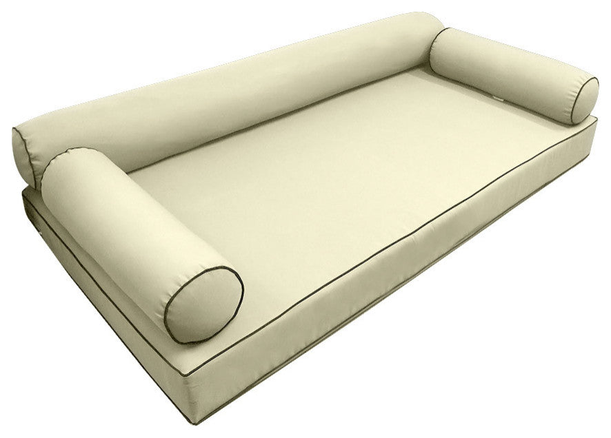 Style6 Full Size Contrast Pipe Trim Bolster Pillow Outdoor Slip Cover ONLY AD005