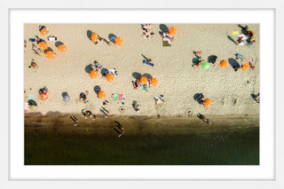 "Orange Umbrellas" Framed Print by Karolis Janulis