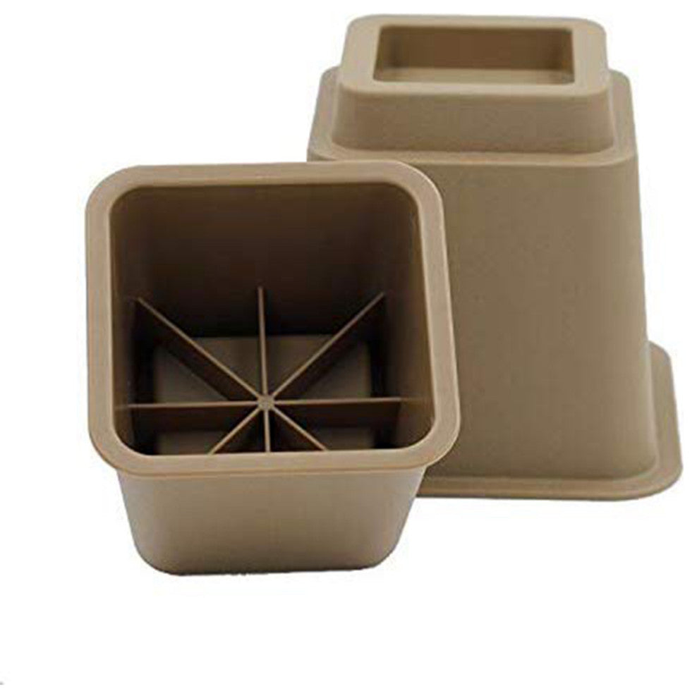 HomeRoots 3" 5" or 8" Brown Adjustable Bed Risers or Furniture Legs Set of 4
