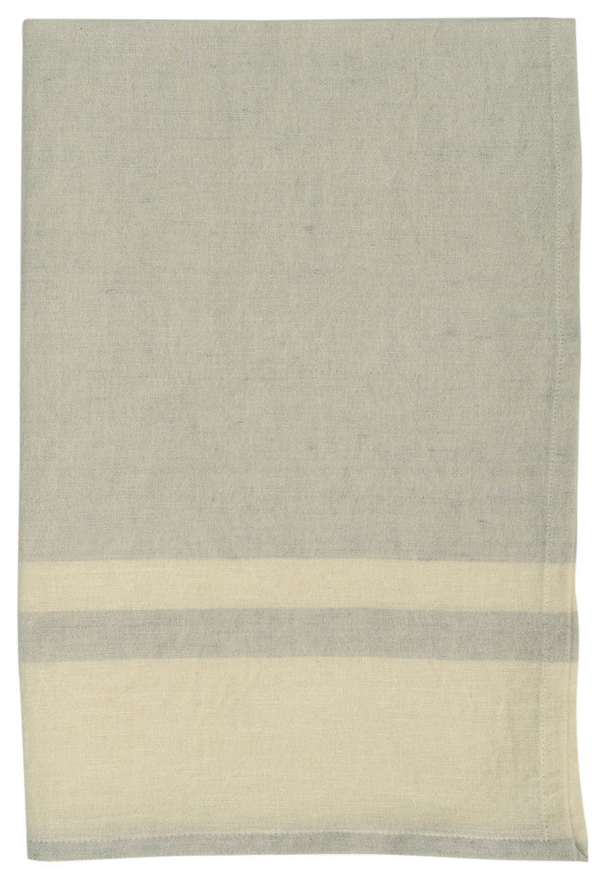 Chambray Stripe Tea Towel, Set of 4, 20"x30", Light Gray Natural